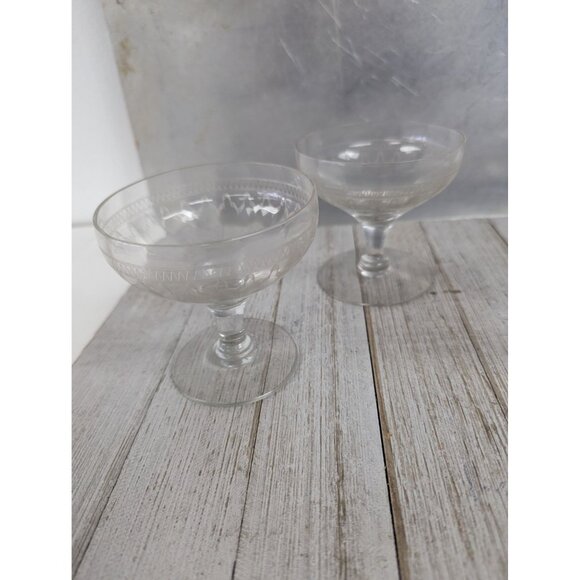 Bryce Etch #334 Sherbet Glasses Drinking Stemmed Set of 4 Clear - Picture 2 of 6